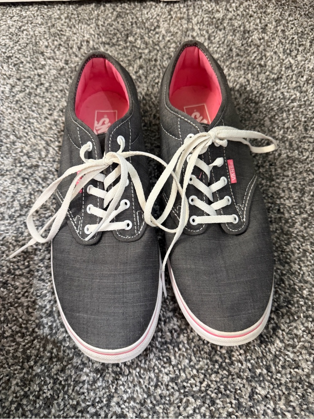 Vans Authentic Low-Top Sneakers — Charcoal with Pink Lining size 10